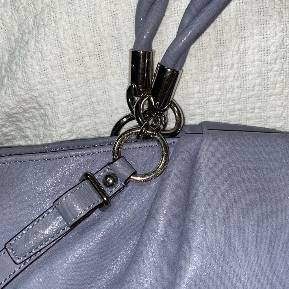 Coach Madison Pleated Leather Sophia Hobo Shimmer Slate Blue-Grey - F22563 bag